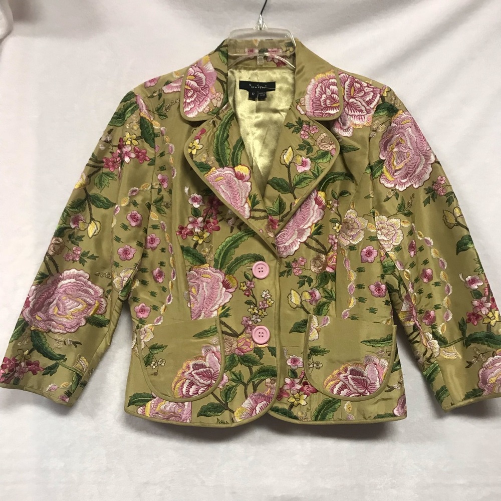 Embroidered ALL OVER! Silk Jacket a1 Size 12